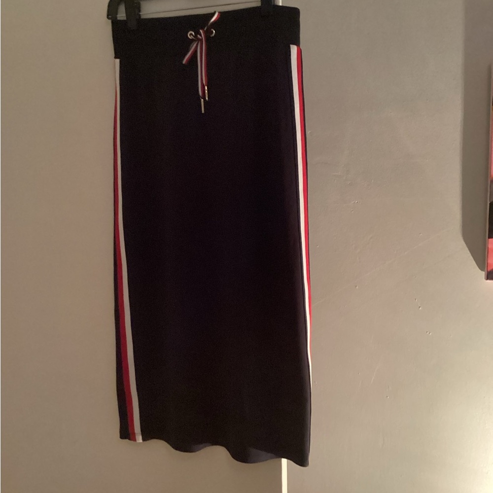 Tommy Hilfiger navy blue pull on pencil midi skirt with elastic size XS NWOT